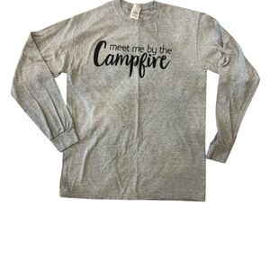 Gildan Gray Long Sleeve Tee - "Meet Me by the Campfire" Medium